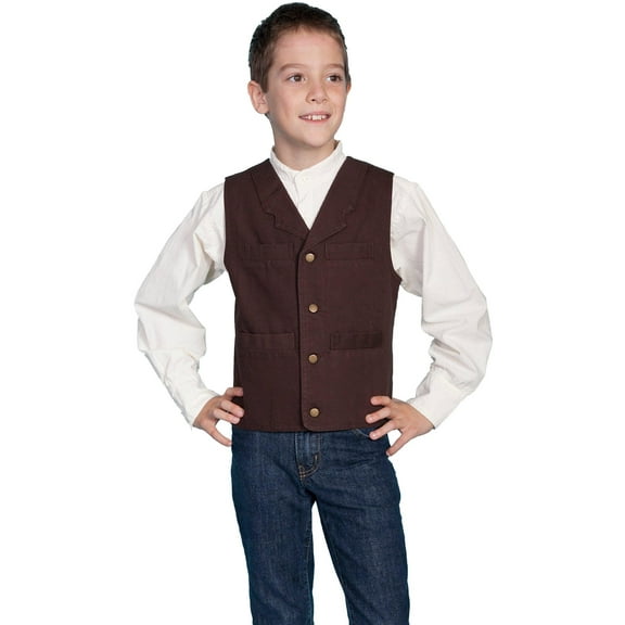 Scully Boys' Canvas Vest Walnut Large