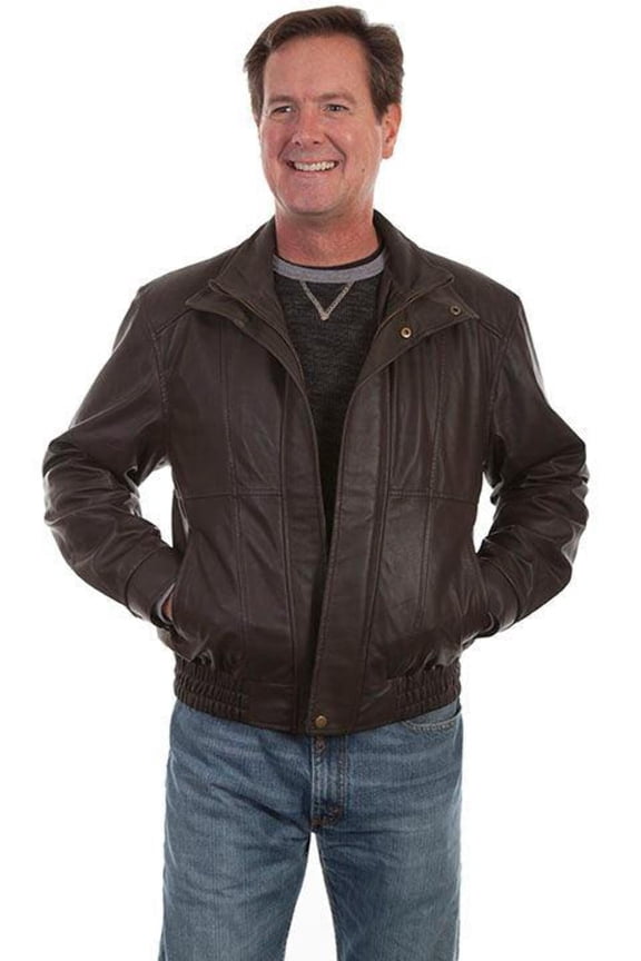 Scully Western Jacket Mens Leather Zip Comfort Waist 5X Chocolate 48