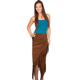 【Anyone more】Kur Suede Tiered Mini Skirt Scully Western Skirt Womens Suede Tiered Fringe Zip Mini