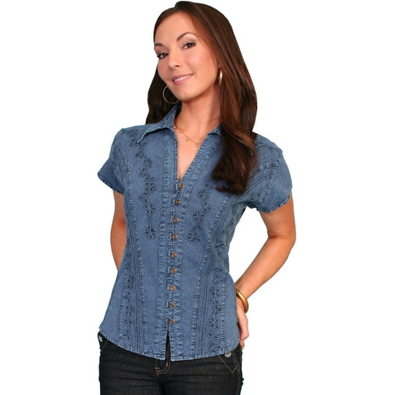 Scully Women's Cantina Celia Cap Sleeve Peruvian Cotton Blouse, Dark Blue, XX-Large