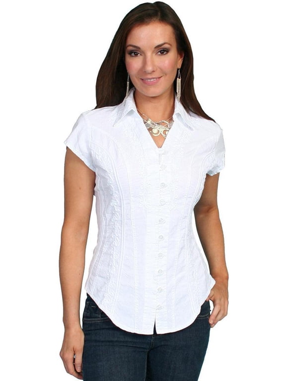 Scully Women's Cantina Celia Cap Sleeve Peruvian Cotton Blouse, White, Large