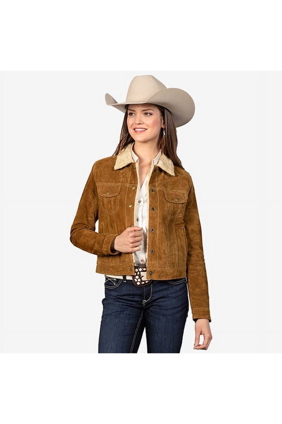 Scully Women's Faux Shearling Suede Leather Jacket, Cinnamon, X-Large
