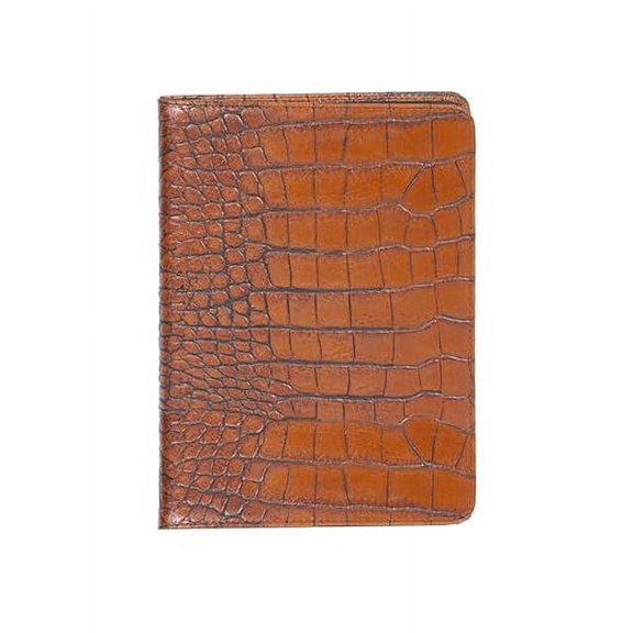 Scully Croco Embossed Leather Desk Journal - Blank Page Notebook (Croco Brown)