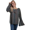 thumbnail image 1 of Scully DARK BLUE BRAIDED BELL SLV TIE BACK BLOUSE, 1 of 3