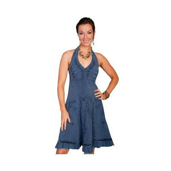 Scully DARK BLUE HALTER DRESS PERUVIAN COTTON