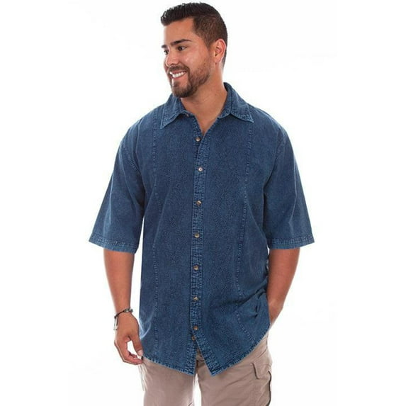 Scully DENIM DISTRESSED MENS TRAC SHIRT