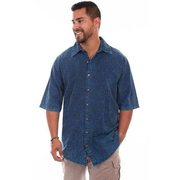Scully DENIM DISTRESSED MENS TRAC SHIRT