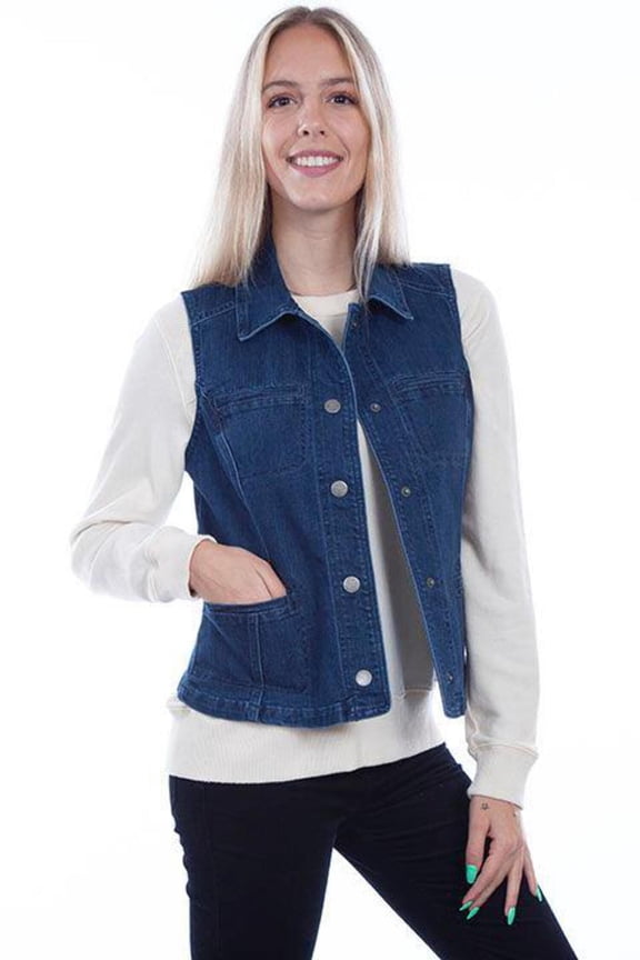 Scully HC548-DEN-M Women Vest with Princess Seams, Denim - Medium