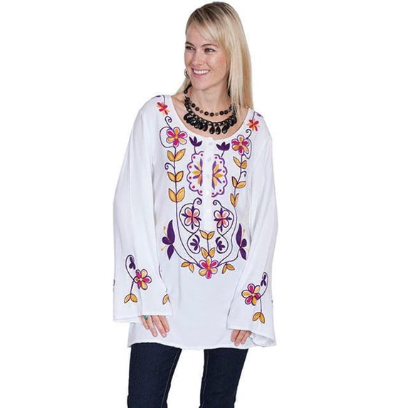 Scully E190-WHT-M Gia Womens Blouse- White - Medium