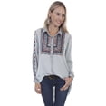 thumbnail image 1 of Scully HC331 LBL L Womens Button Front Embroidered Tunic, Light Blue - Large, 1 of 2