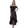 thumbnail image 1 of Scully HC458-BLK-L Ruffle Front Embroidered Maxi Dress, Black - Large, 1 of 1