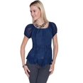 thumbnail image 1 of Scully Honey Creek Womens Blue 100% Rayon S/S Multi-Fabric Blouse XS, 1 of 4