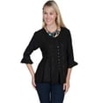 thumbnail image 1 of Scully HC67-BLK-XS Honey Creek Ladies Sleeve Blouse - Black- Extra Small, 1 of 2