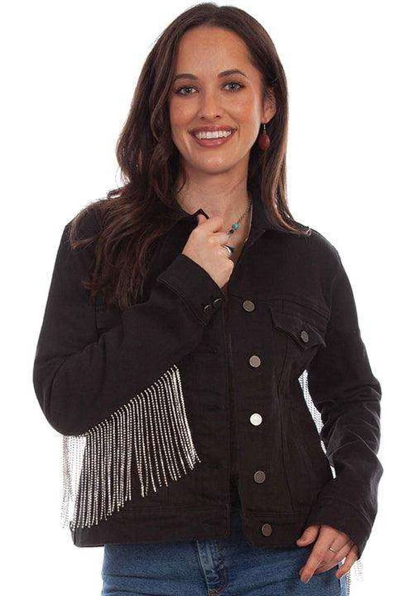 Scully HC792 DEN XXL Ladies Denim Jacket with Rhinestone Fringe - 2XL