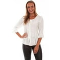 thumbnail image 1 of Scully Honey Creek Womens Blouse Ivory 100% Rayon Embroidered 3/4 Sleeve XS, 1 of 2