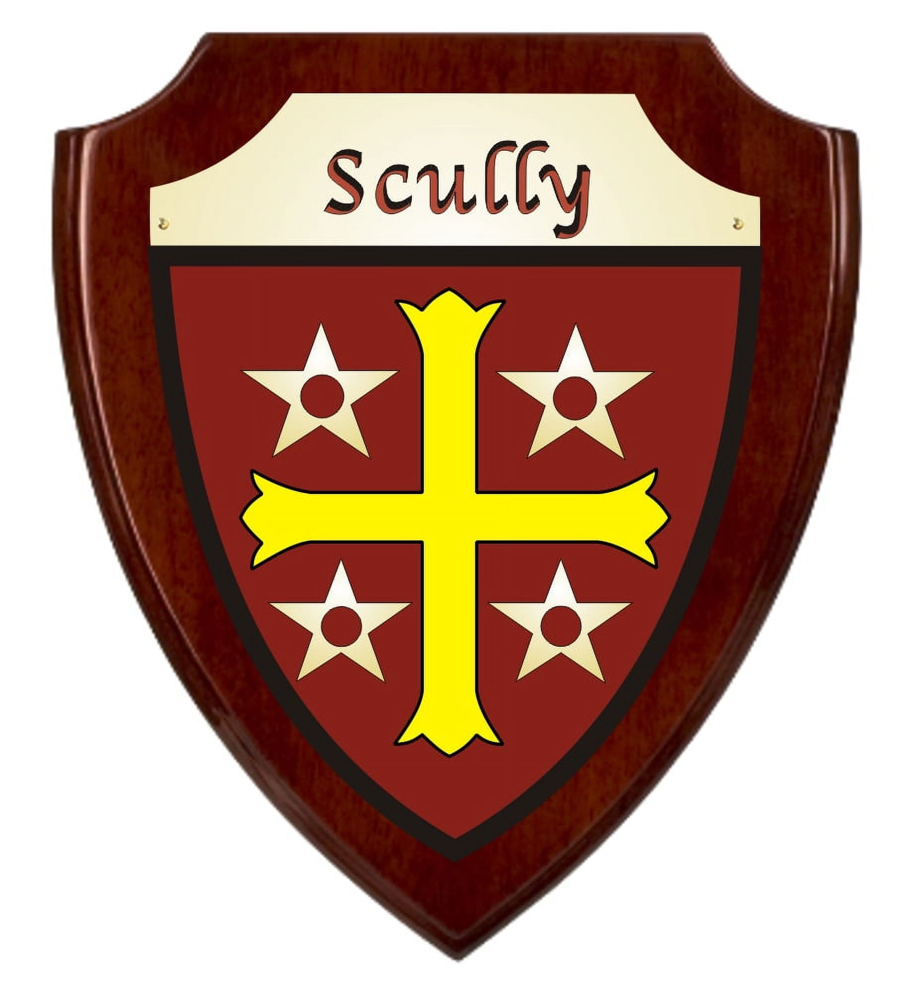 Scully Irish Coat of Arms Shield Plaque - Rosewood Finish