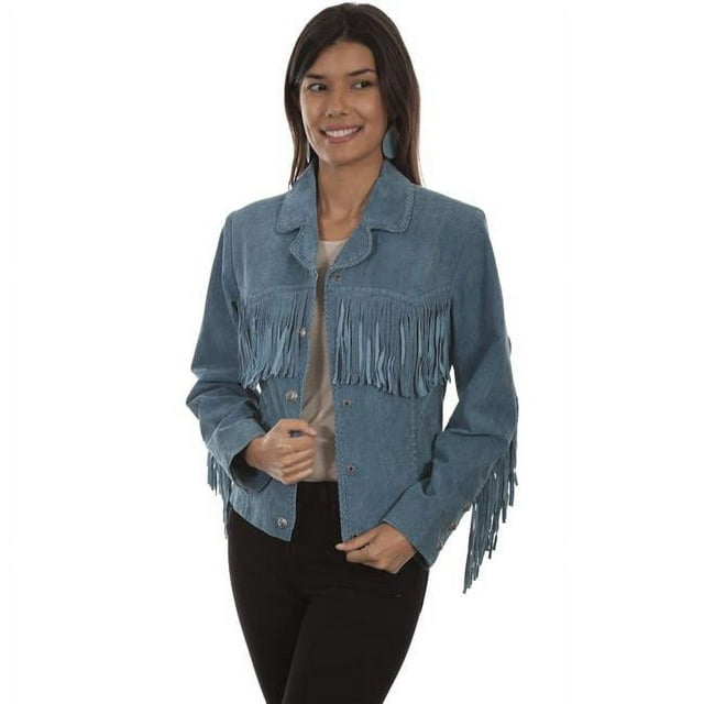Scully L1016-193 S Suede Fringed Jacket&#44; Denim - Small