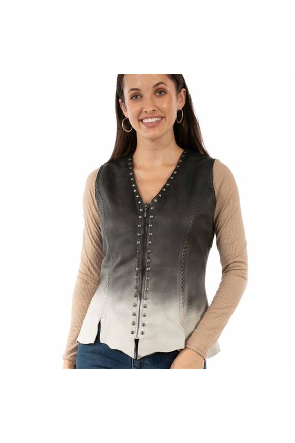 Scully L1163-129-S Women Ombre Vintage Leather Vest, Black - Small