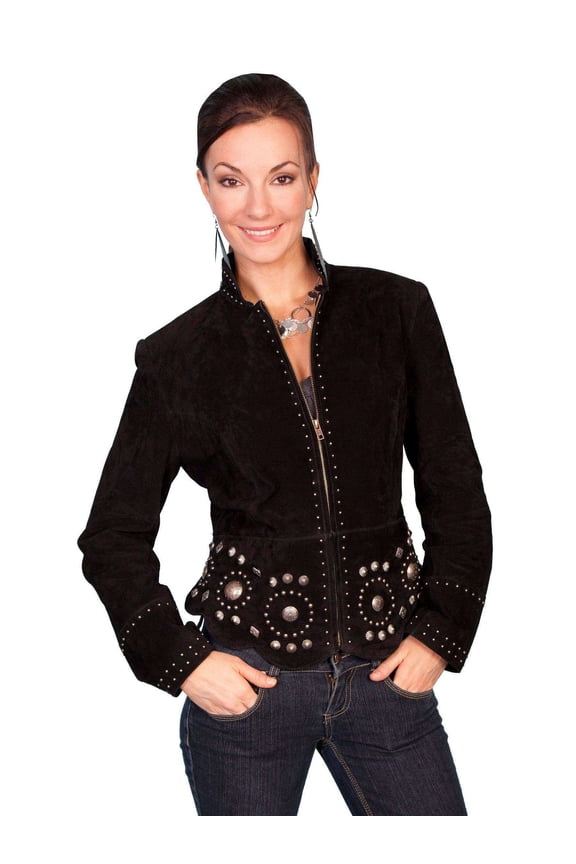 Scully L191-19-S Womens Leather Boar Suede Jacket - Black- Small