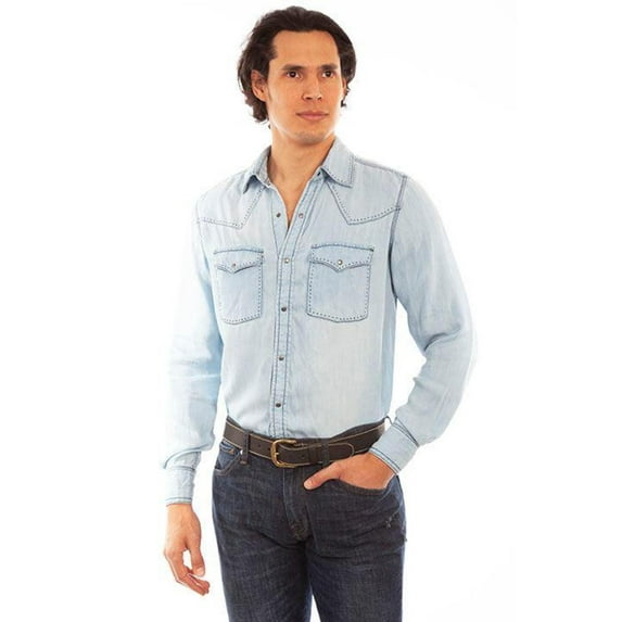 Scully PS-286-LBL-XL Tencel Men Shirt, Light Blue - Extra Large