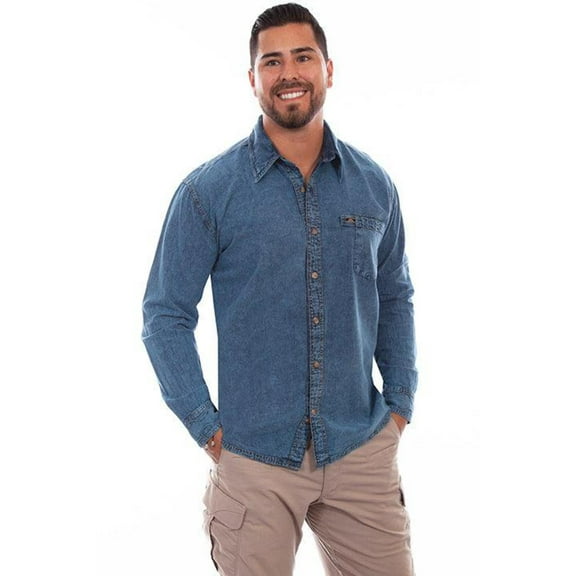Scully 5206-LWD-L Trail-Walk Men Shirt, Lt Washed Denim - Large