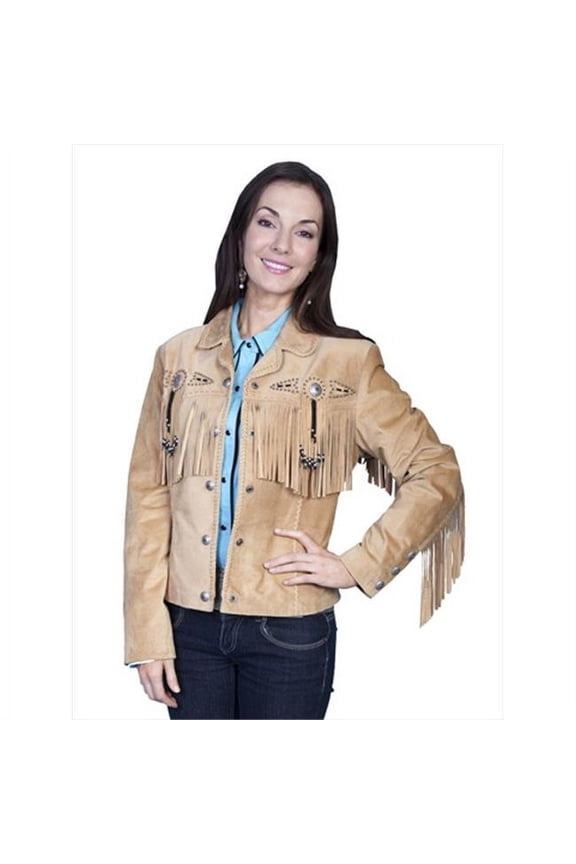 Scully Ladies Fringe & Beaded Leather Jacket - Old Rust - Small