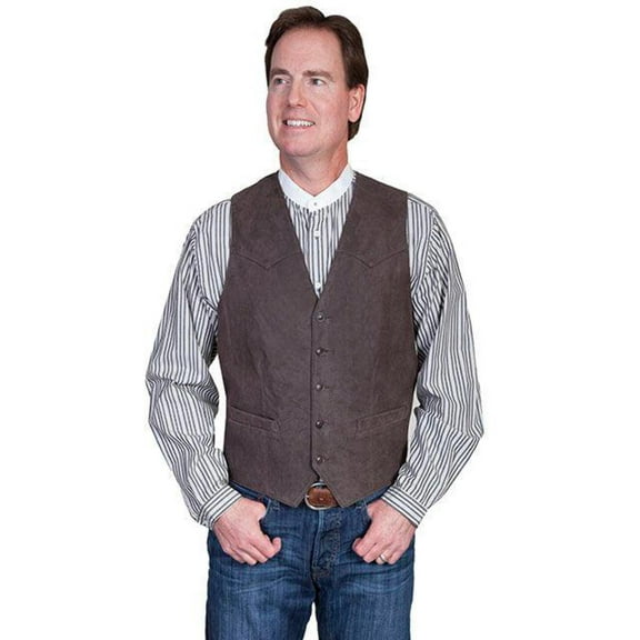 Scully Men's Lamb Leather Western Vest, Dark Brown, 48L