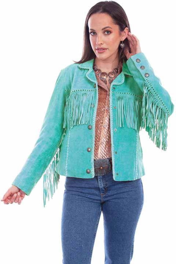 Scully Women's Turquoise Suede Fringe Jacket Turquoise Medium