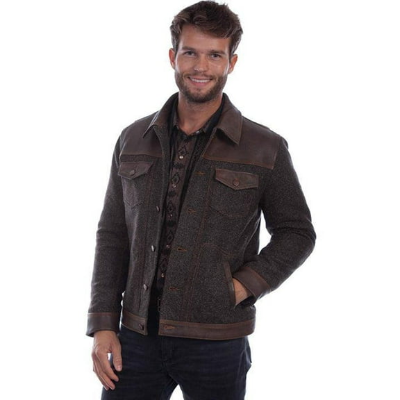 Scully 2005-164-B-4X 100 Percent Leather Mens Button, Vintage Brown - 4XL
