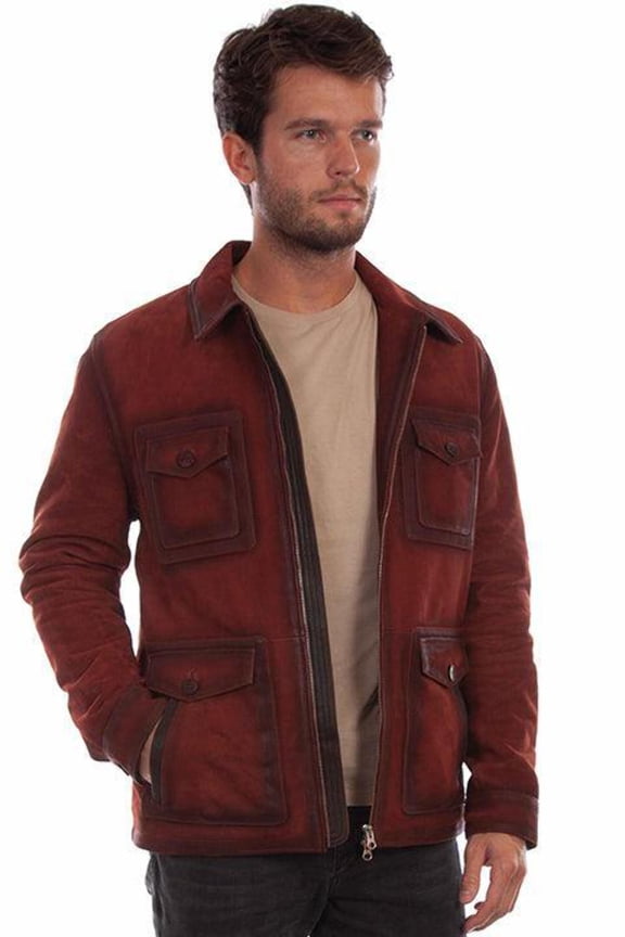 100% Leather Wine Men's Jacket