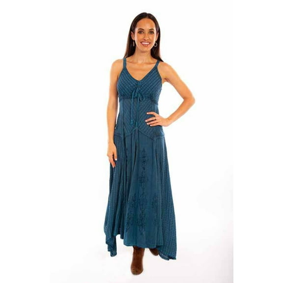 Scully HC63-ELC-S Women Leather 100 Percent Long Rayon Dress, Electric Blue - Small