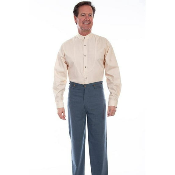 Scully RW341-BLU-42 Men Leather 95 Percent Cotton 5 Spandex Herringbone Pant, Blue - 42