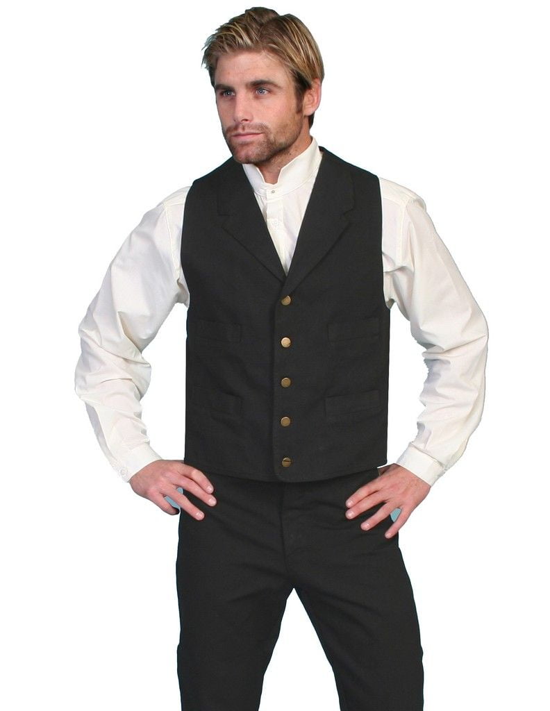 Leather Trimmed Canvas Vest Small / Black