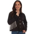 thumbnail image 1 of Scully HC792-BLK-L Honey Creek Denim with Rhinestone Fringe Womens Jacket, Black - Large, 1 of 2