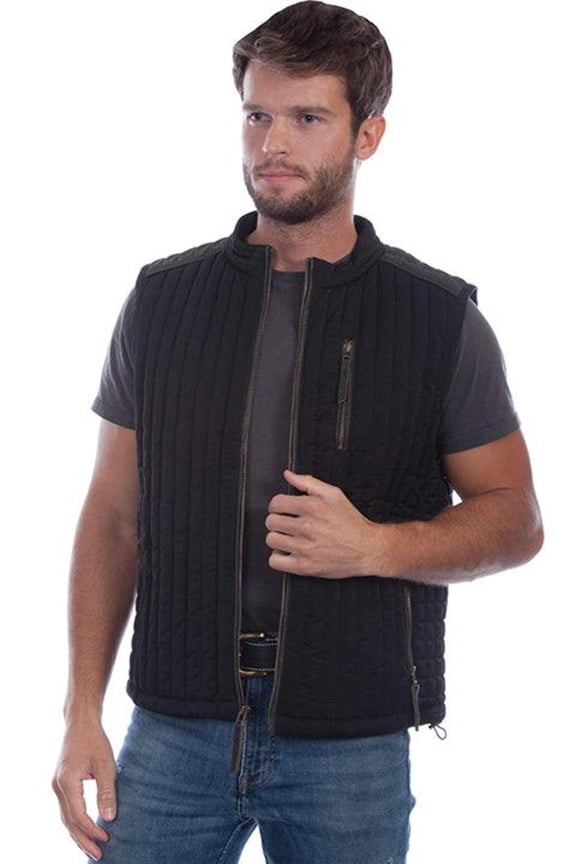 Scully 5286-BLK-XL Ribbed Men Vest, Black - Extra Large