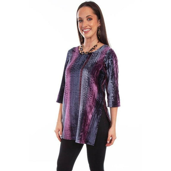 Scully HC794-PLM-XXL Women Leather Honey Creek Velvet Tunic, Plum - 2XL