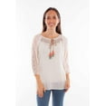 thumbnail image 1 of Scully HC880-IVO-L Women Tie Front Pull Over Embroidered Blouse, Ivory - Large, 1 of 2