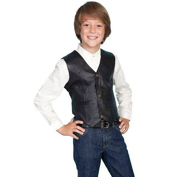 Scully Leather Kids Boys Black Lamb Western Vest M