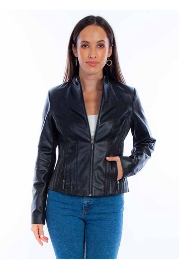Leatherwear Womens Black Lamb Ladies Zip Front Jacket