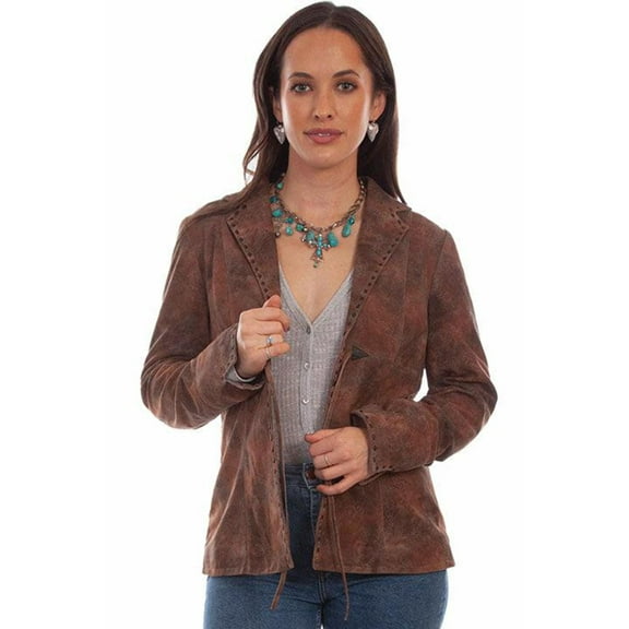 Scully L1091-65-XS Womens Soft Jacket, Brown Lamb Suede - Extra Small