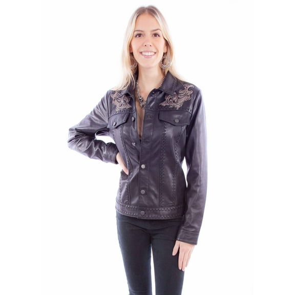Scully Leather Leatherwear Womens Ladies Embo Jacket