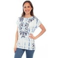 thumbnail image 1 of Scully HC820-LBL-S Women Leather Embroidered Birds Bleach Treatment Blouse, Light Blue - Small, 1 of 2