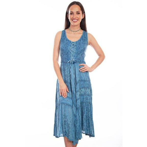 Scully Western Dress Womens Full Sleeveless XXL Light Denim F0_HC118