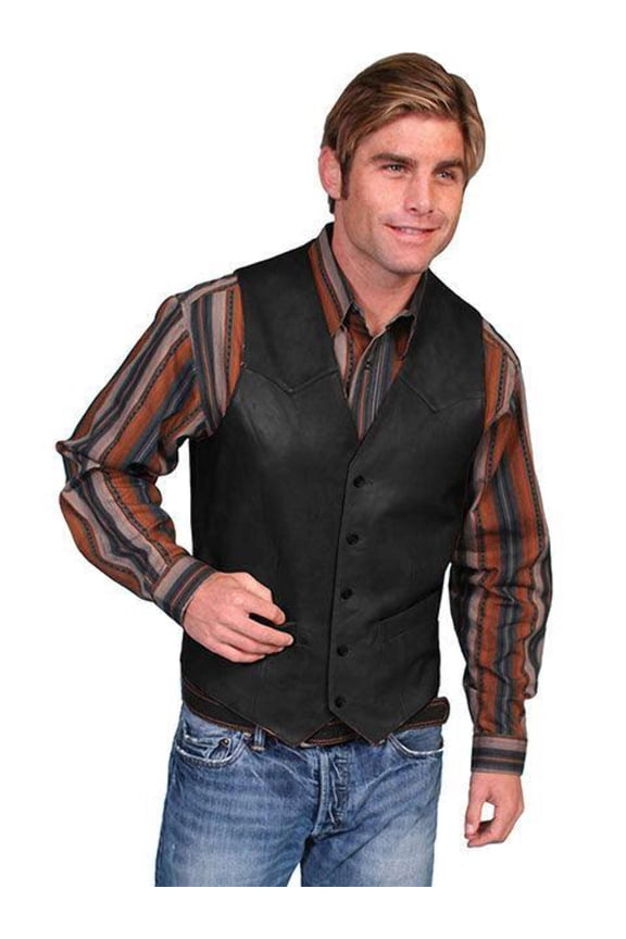 Scully Men's Lamb Leather Western Vest, Black, 50