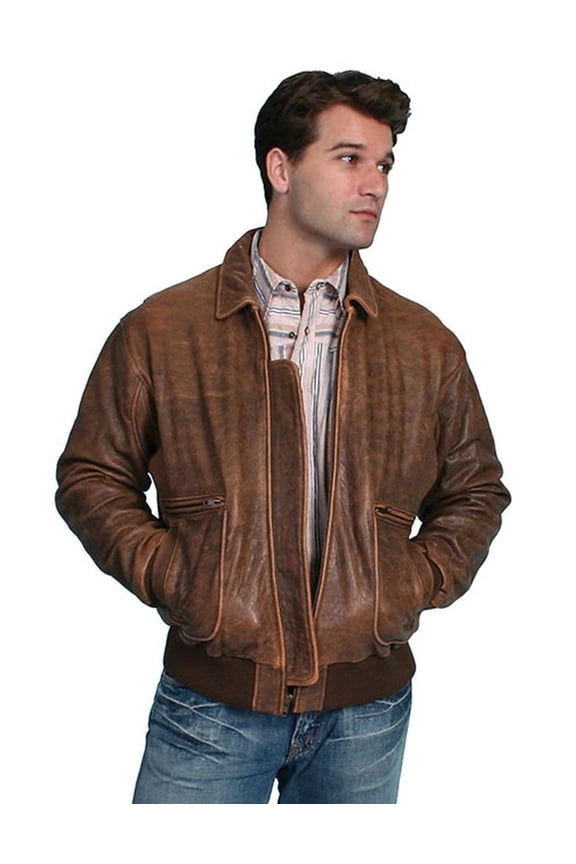 Mens Brown Antique Lamb Bi-Swing Bomber Jacket 2XT