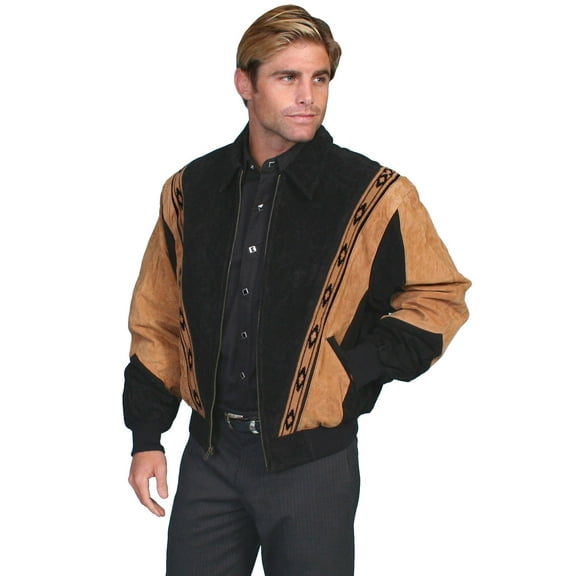 Scully Leather Mens Western Boar Suede Rodeo Jacket Black L