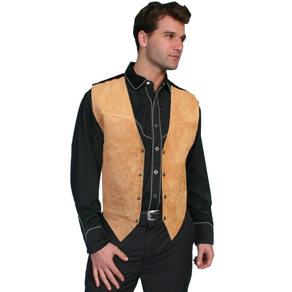 Scully Western Vest Mens Boar Suede Snap Tailored L Bourbon F0_504