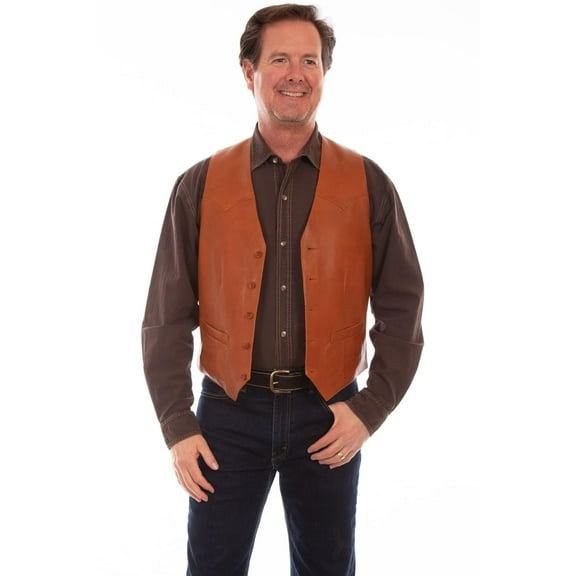 Scully Leather Mens Western Lambskin Button Front Vest Ranch Tan 42L