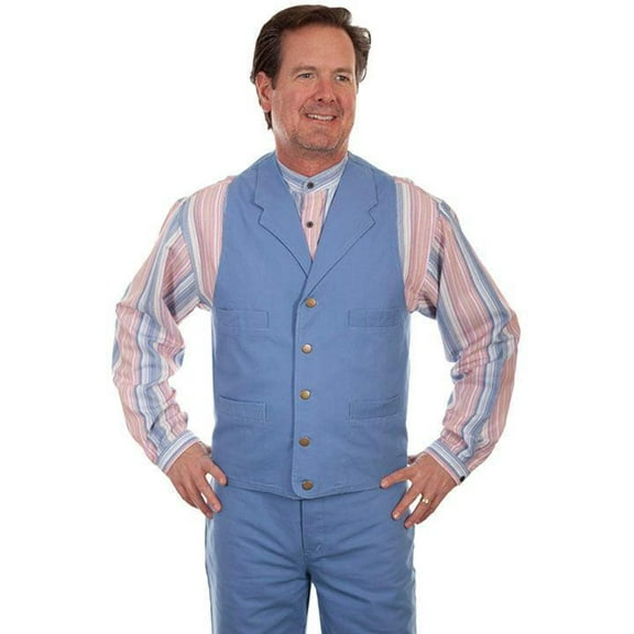 Scully Men's RW041 Cotton Canvas Vest, Sky - Large