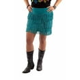 thumbnail image 1 of Scully Women's Fringe Tiered Suede Mini Skirt Turquoise Large, 1 of 2